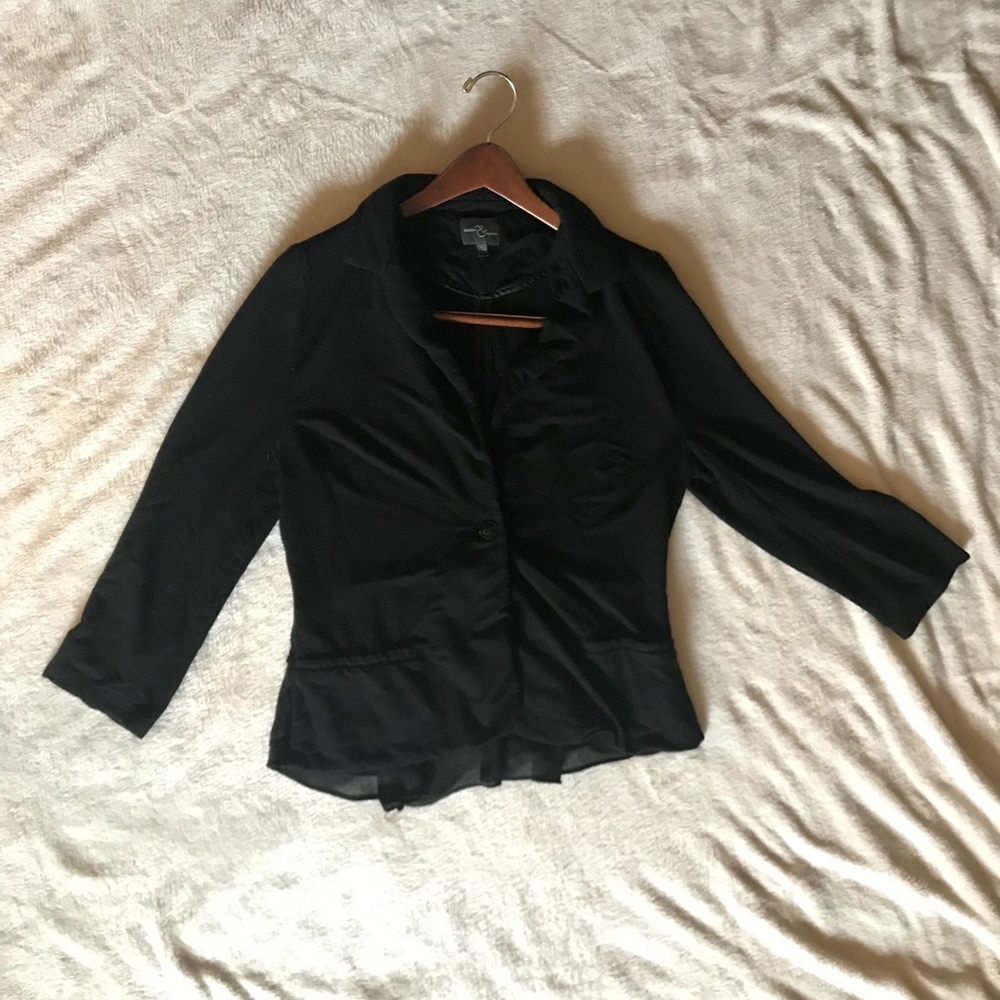Black Blazer with Ruffle Detail
